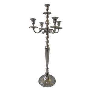 Candélabre unique à 5 bras en métal argenté, grand modèle, pour sol, décoration de mariage et centre de table - Product Image 5