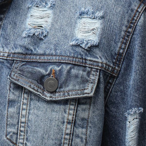 Service OEM, design personnalisé, vestes en jean pour hommes grandes tailles, logo sur le devant, respirantes, coupe-vent, tendance streetwear. - Product Image 5