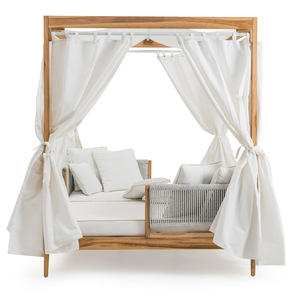 Lit de jour moderne et bon marché avec teck coussin solaire en bois massif corde tissée et auvent pour hôtel - Product Image 3