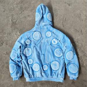 Venta al por mayor de ropa de calle personalizada con cremallera hasta 500gsm pesado bordado Heavy Distress Vintage chaqueta para hombres - Product Image 6