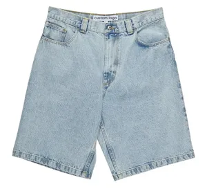 Shorts jeans masculino de meia zíper, shorts jeans largos e de secagem rápida, estilo casual respirável, estilo de rua, atacado personalizado, 2024
