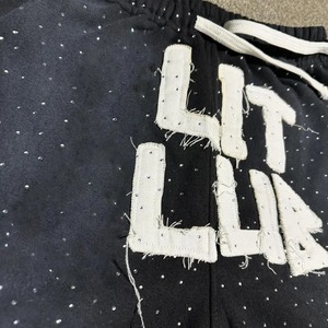 Blanc Jogging En Relief Brodé Du Rhin Pierre Lavage À L'acide Vintage Shorts Personnalisé D'été Blanchi Cordon Sport Soleil Fade Shorts - Product Image 3