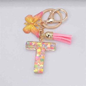 Llavero de 26 letras de acetato de resina epoxi acrílica de plástico transparente de alta calidad con dije de mariposa Excelente valor por tradebit - Product Image 6