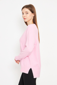 เสื้อสเวตเตอร์แบบถักโอเวอร์ไซส์สำหรับผู้หญิงคอกลมมีขนยาวนุ่ม - Product Image 3