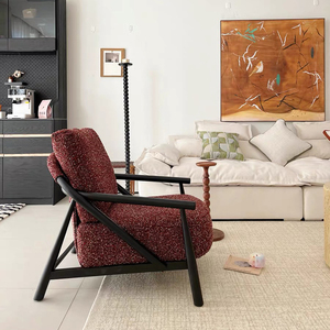<span class=keywords><strong>Fauteuil</strong></span> de salon moderne avec structure en bois massif et revêtement en tissu |   <span class=keywords><strong>Fauteuil</strong></span> d'appoint minimaliste pour salon - Product Image 4