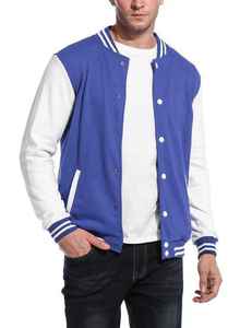Chaquetas universitarias de algodón chenilla personalizables con cuello levantado para hombre, ropa de calle a granel de invierno en negro y blanco con posición de logotipo frontal - Product Image 5