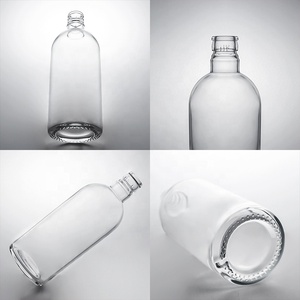 Botella de Licor Clásica de Vidrio Transparente de 750 ml, Botella Redonda Boston Vacía para Licores con Acabado <span class=keywords><strong>Guala</strong></span> a Prueba de Manipulación para Vodka, Ron y Ginebra - Product Image 2