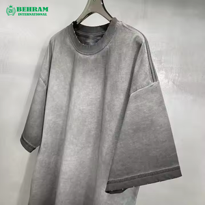 New Style 230grams Heavy <b>Weight</b> 100% Cotton Oversized Acid Wash Printed <b>Blank</b> Washed T Shirts Behram International Men - Product Image 4