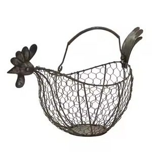 Rustic Chicken <b>Wire</b> <b>Basket</b> for Eggs and Utensils Hen Shape Metal Holder for Kitchen or Home - Product Image 4
