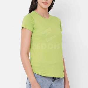 2025 último diseño verano Casual mujer camiseta algodón poliéster venta al por mayor logotipo personalizado camiseta - Product Image 3