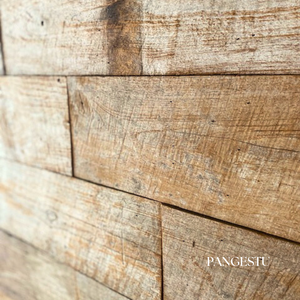 Panneau mural moderne géométrique rustique en teck recyclé pour salon, villa, décoration intérieure, revêtement mural insonorisant - Product Image 2