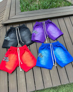 กางเกงขาสั้นผ้าเฟรนช์เทอร์รี่เนื้อคอตตอน 100% ดีไซน์เนอร์คุณภาพสูง พิมพ์ลายกราฟิกแฟชั่นทรงโอเวอร์ไซส์ ล้างสีแบบแอซิดวอช - Product Image 2