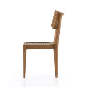 Modern Solid Teak Wood <b>Dining</b> <b>Chair</b> with Woven <b>Rattan</b> Seat Backrest Cushion Waterproof for Indoor Outdoor Use for Apartment - Product Image 4