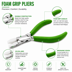 Alicates Profesionales de Nylon con Punta Plana para Joyería, Herramienta para Trabajar con Alambre sin Rayones, Alicates Ergonómicos con Empuñadura Verde - Product Image 5