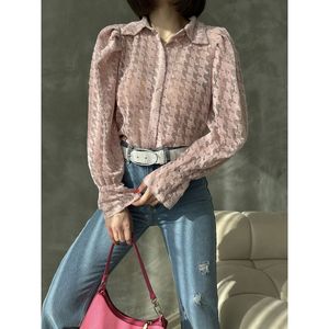 Blusa Elegante de Tul Rosa Polvo para Mujer, Mezcla de Algodón y Poliéster, para Venta al Por Mayor - Elegante y Transpirable - Product Image 4