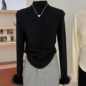 Camiseta de Manga Larga con Cuello Alto para Mujer, Ajustada, de Punto, Forrada de Felpa, Informal, Talla Grande para Otoño e Invierno, Ropa Interior - Product Image 6