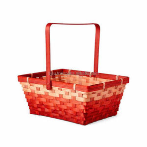 Cesta de Almacenamiento de Pascua Ecológica de Bambú Verde y Rojo Natural Hecha a Mano por Sisu Handicraft - Product Image 1