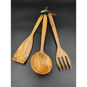 Ensemble de couverts en bois pur avec finition naturelle, adapté aux dîners élégants et aux tables de desserts de mariage, fabriqué à la main en Inde - Product Image 4
