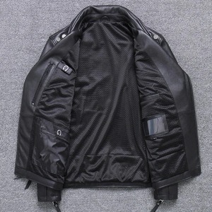 Chaqueta de Cuero Negra de Invierno para Hombre, Elegante, con Cuello Alto, Todas las Tallas, con Etiqueta Privada Personalizada y Cremallera - Product Image 2