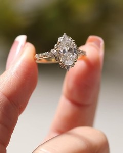 12x8มม. แหวนหมั้นเพชรมออิสซาไนต์ทรงรีสีทองเครื่องประดับงานแต่งงานสไตล์วินเทจ - Product Image 4