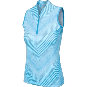 Polo sans manches pour femme Index, rayé bleu, tricoté, respirant, coupe décontractée, longueur normale - Product Image 3
