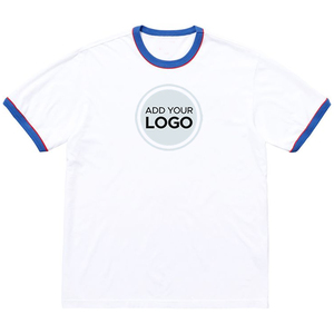 เสื้อยืดผู้ชายผ้าฝ้าย60% 40% โพลีเอสเตอร์ริงเกอร์ทรงหลวมทรงหลวมโลโก้แขนสั้นเสื้อยืดกราฟิก - Product Image 6