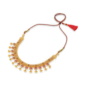 Collar de Eslabones Bohemios Chapado en Oro con Moissanita Carmesí Dorada para Mujer, Regalo de Boda - Product Image 3