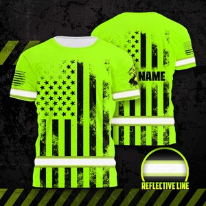 Camiseta con estampado de sublimación de pistola personalizada de nuevo estilo con cinta reflectante de seguridad de alta visibilidad para hombres - Product Image 4