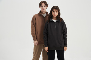 Suéter de cuello alto Unisex Oem Odm de alta calidad, logotipo personalizado, cuello simulado, media cremallera, sudaderas con capucha para hombre, sudaderas - Product Image 5