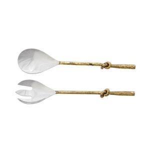 <b>Bee</b> Design Brass Salad Serving Set of 2 with Matte Polish for Kitchen Unique Brass Flatware Salad Cutlery Sets at Low Price - Product Image 3