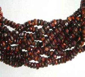 Pierre naturelle en vrac, prix de gros, œil de tigre rouge, pierre ronde à facettes, taille 3.5-4mm, longueur 13 pouces, fabrication de bijoux - Product Image 1