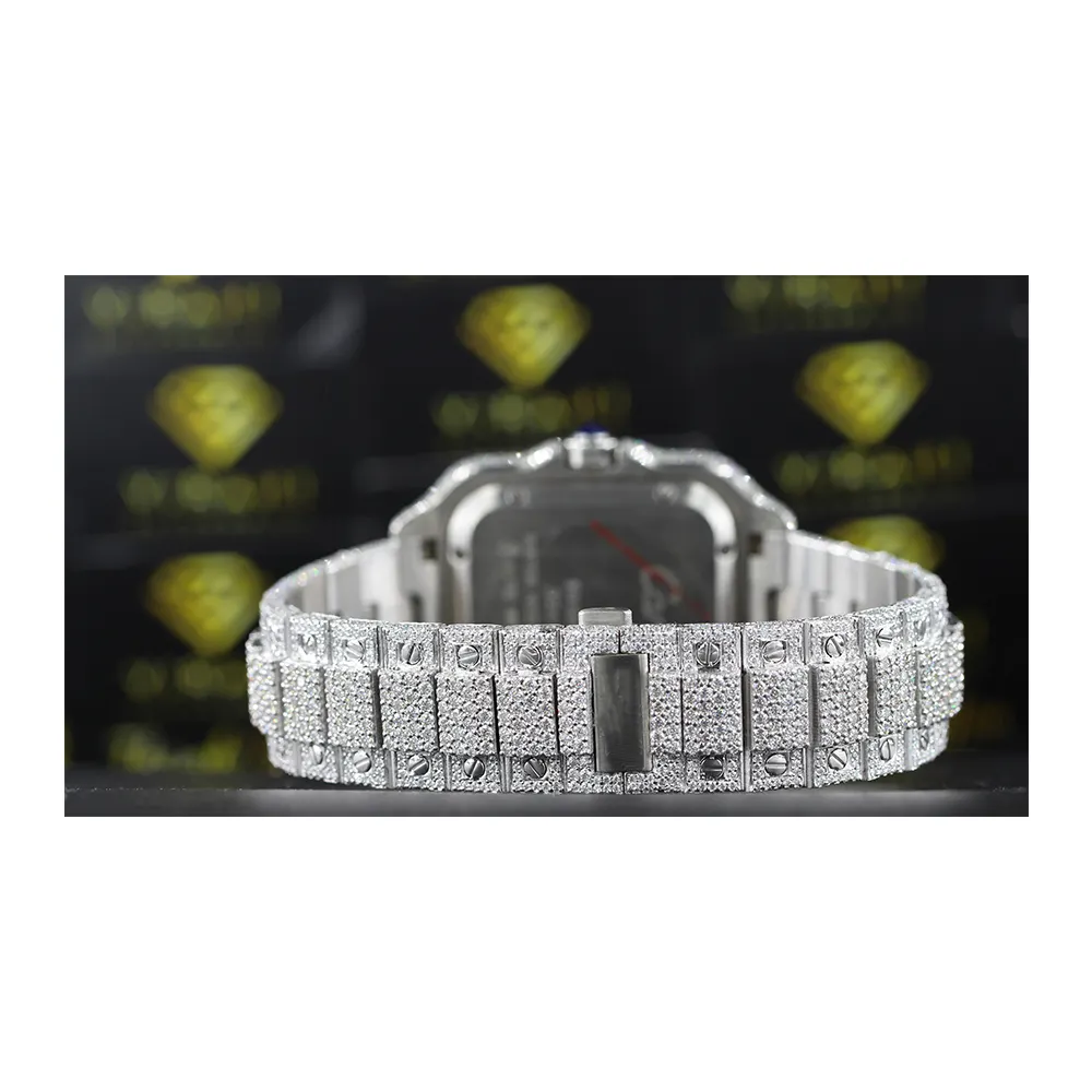 Penjualan tinggi jam tangan bertatahkan berlian Moissanite sepenuhnya Iced Out arloji dari produsen India