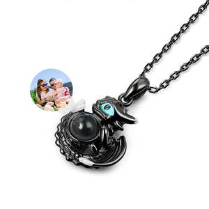 Jeulia Personalized Photo Projection Sterling Silver Necklace with Gold Plated <b>Dragon</b> Design - Product Image 2
