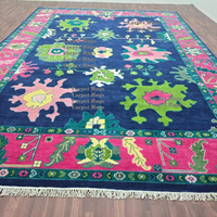 Tapis d'appoint abstrait fait main Oushak vert 6x8, 1 pièce, en coton, laine/nylon, antidérapant, idéal pour salon et maison, le plus vendu