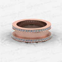 Bague tunnel large de 8 mm en or 18 carats et argent 925, avec sertissage vierge de 4 mm pour zircone cubique, pour bijoux de créateur pour hommes, souvenirs et création DIY