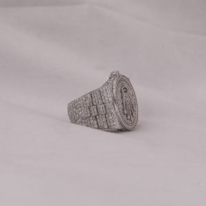 แหวนเพชรฮิปฮอปผู้ชายแบบตัดกลมหรูหรา10kt สีทองโมอิสซาไนท์พร้อมมงกุฎใหม่อินเทรนด์แหวนสไตล์ฮิปฮอป - Product Image 4