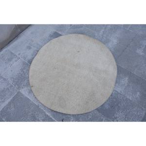 Vintage Turkish Wool <b>Rug</b> Minimalist Beige 3.3 X 3.3ft Classic Large Area Rectangle Patchwork Design for <b>Bedroom</b> Latex Backed - Product Image 1