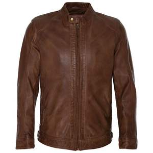 Veste de travail décontractée en cuir PU de haute qualité, col montant, fermeture éclair, hiver, brillante, ample, à revers, vente en gros - Product Image 4