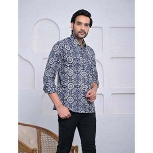 เสื้อเชิ้ตผู้ชายพิมพ์ลายลำลอง ผ้าฝ้าย 100% แขนยาว ลายดอกไม้ ลายจุด ระบายอากาศได้ดี ผ้าป๊อปลิน/อ๊อกซ์ฟอร์ด/ผ้าทอ ไซส์ XL ODM - Product Image 3