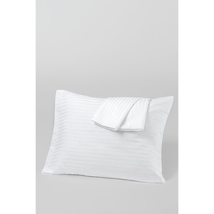 Varol Lot de 2 taies d'oreiller de luxe Zeus en satin de coton avec motif rayé tissé, forme rectangulaire 50x70 - Product Image 1