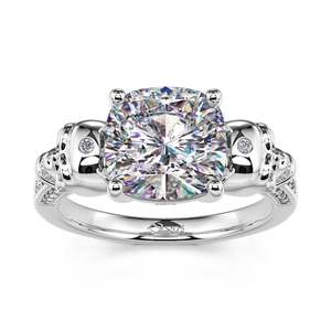 Bague de mariage Jeulia en argent sterling gothique avec diamant de laboratoire taille coussin crâne Amour éternel - Product Image 3