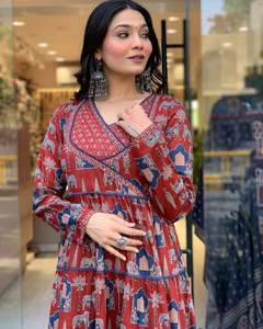 Dames traditionnelles exclusives fantaisie indienne pakistanaise Anarkali Salwar costume robe coton matériel pour les femmes indiennes meilleur prix - Product Image 6