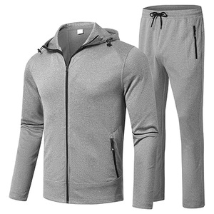 Top Venta de alta calidad gris cremallera chándales hombres 2025 nuevos hombres moda Casual gimnasio chándales logotipo personalizado JoggerSuit para hombres - Product Image 1