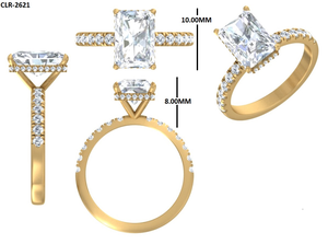 แหวนทองคำขาว 14k สำหรับผู้หญิง แหวนเพชรทรงรัศมี 2.75 กะรัต เพชรเพาะเลี้ยงในห้องปฏิบัติการ แหวนหมั้นแบบวงแหวนซ่อน แหวนเพชรเม็ดเดี่ยว - Product Image 6