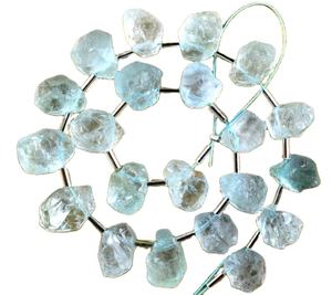 Juego de 21 piezas de piedras preciosas de Aguamarina natural cruda hermosa forma irregular azul para joyería colgante taladro lateral - Product Image 1