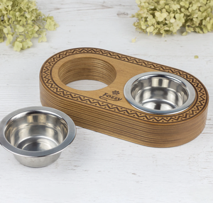 Support double bol en bois massif très demandé pour chiens, ensemble de bols et mangeoires pour animaux de compagnie en provenance d'Inde - Product Image 5