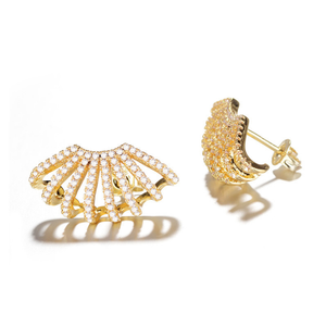 18K Gold <b>Cuff</b> <b>Earrings</b> Genuine Crystal Zinc Alloy Elegant <b>Cuff</b> Style - Product Image 4