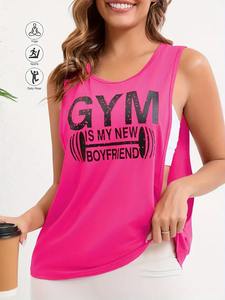 เสื้อแขนกุดลำลองสำหรับผู้หญิงเสื้อกล้ามคอกลมสำหรับใส่วิ่งผ้าสแปนเด็กซ์ผ้าฝ้ายสำหรับฤดูร้อนพิมพ์ลายออกแบบได้ตามต้องการ - Product Image 5