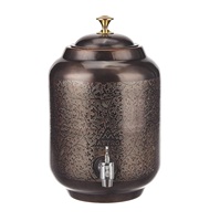 Authentischer Kupfer-Wassersp ender topf mit Wasserhahn und Deckel für Ayurveda Lifestyle Gesundes Trinken zu Hause Küche und Büro