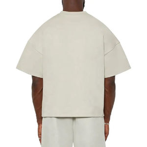 T-shirt surdimensionné 100% coton personnalisé pour hommes, grande et grande taille avec logo imprimé, tricoté à coupe ample - Product Image 4